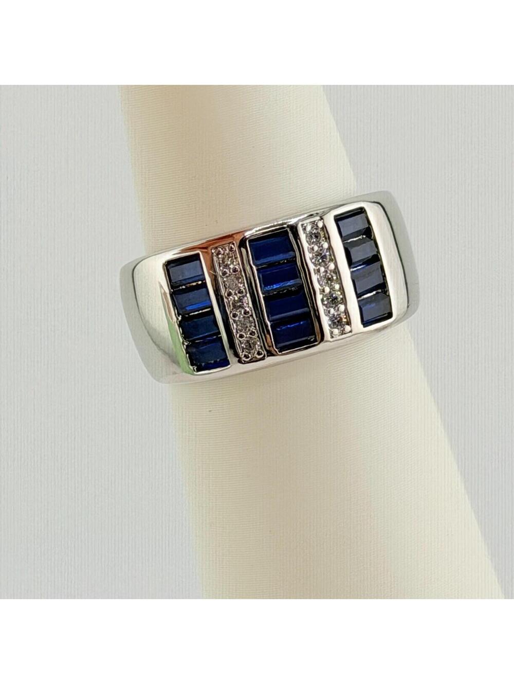 Bomb Party Ring Sz 9 "Resplendent Soul" Lab Created Sapphire on Rhodium
